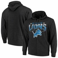 Men's G-III Sports By Carl Banks Charcoal Detroit Lions Perfect Season Full-Zip Hoodie