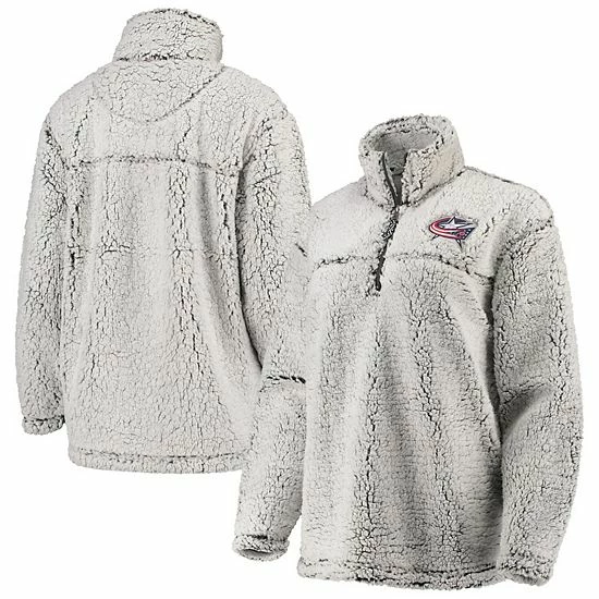 Women's G-III 4Her by Carl Banks Gray Columbus Blue Jackets Sherpa Quarter-Zip Pullover Jacket Women's G-III 4Her By Carl Banks Gray Columbus Blue Jackets Sherpa Quarter-Zip Pullover Jacket -G-III Sales Store unnamed file 2617