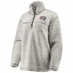 Women's G-III 4Her By Carl Banks Gray Columbus Blue Jackets Sherpa Quarter-Zip Pullover Jacket 2 Women's G-III 4Her By Carl Banks Gray Columbus Blue Jackets Sherpa Quarter-Zip Pullover Jacket -G-III Sales Store unnamed file 2618