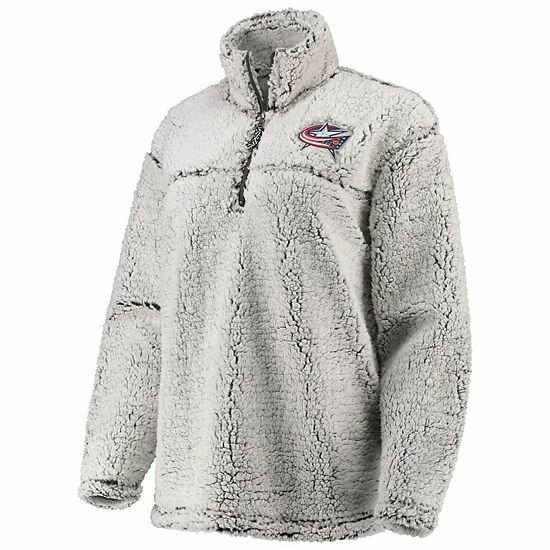 Women's G-III 4Her by Carl Banks Gray Columbus Blue Jackets Sherpa Quarter-Zip Pullover Jacket Women's G-III 4Her By Carl Banks Gray Columbus Blue Jackets Sherpa Quarter-Zip Pullover Jacket -G-III Sales Store unnamed file 2618