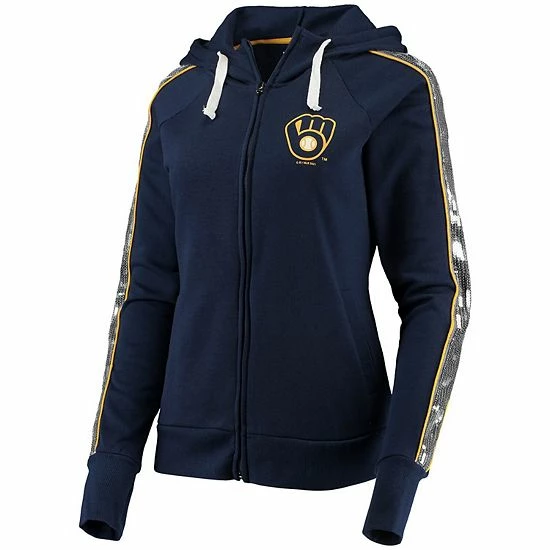 Women's G-III 4Her by Carl Banks Navy Milwaukee Brewers Game Changer Raglan Full-Zip Hoodie Women's G-III 4Her By Carl Banks Navy Milwaukee Brewers Game Changer Raglan Full-Zip Hoodie -G-III Sales Store unnamed file 265