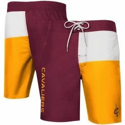 Men's G-III Sports By Carl Banks Wine/Gold Cleveland Cavaliers Breeze Color Block Swim Trunks