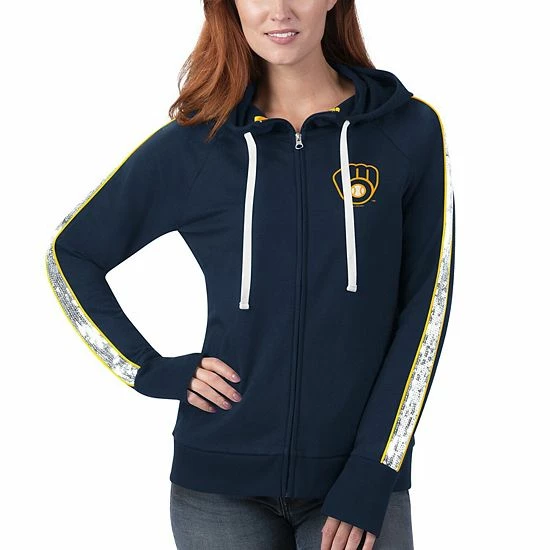 Women's G-III 4Her by Carl Banks Navy Milwaukee Brewers Game Changer Raglan Full-Zip Hoodie Women's G-III 4Her By Carl Banks Navy Milwaukee Brewers Game Changer Raglan Full-Zip Hoodie -G-III Sales Store unnamed file 267