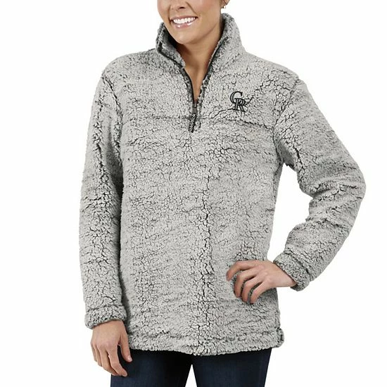Women's G-III 4Her by Carl Banks Gray Colorado Rockies Sherpa Quarter-Zip Pullover Jacket Women's G-III 4Her By Carl Banks Gray Colorado Rockies Sherpa Quarter-Zip Pullover Jacket -G-III Sales Store unnamed file 2674