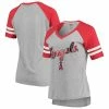 Women's G-III 4Her By Carl Banks Gray/Red Los Angeles Angels Goal Line Raglan V-Neck T-Shirt