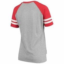 Women's G-III 4Her By Carl Banks Gray/Red Los Angeles Angels Goal Line Raglan V-Neck T-Shirt -G-III Sales Store unnamed file 2678