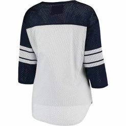 Women's G-III 4Her By Carl Banks White/Navy Denver Broncos First Team Three-Quarter Sleeve Mesh T-Shirt -G-III Sales Store unnamed file 2683