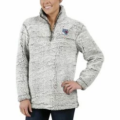 Women's G-III 4Her By Carl Banks Gray New York Rangers Sherpa Quarter-Zip Pullover Jacket