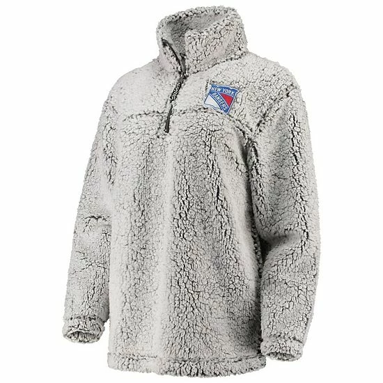 Women's G-III 4Her by Carl Banks Gray New York Rangers Sherpa Quarter-Zip Pullover Jacket Women's G-III 4Her By Carl Banks Gray New York Rangers Sherpa Quarter-Zip Pullover Jacket -G-III Sales Store unnamed file 2687