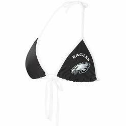 Women's G-III 4Her By Carl Banks Black Philadelphia Eagles Perfect Match Bikini Top