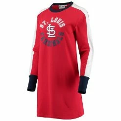 Women's G-III 4Her By Carl Banks Navy St. Louis Cardinals Hurry Up Offense Long Sleeve Dress -G-III Sales Store unnamed file 2696