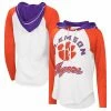 Women's G-III 4Her By Carl Banks White/Orange Clemson Tigers From The Sideline Raglan Hoodie Long Sleeve T-Shirt