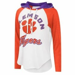 Women's G-III 4Her By Carl Banks White/Orange Clemson Tigers From The Sideline Raglan Hoodie Long Sleeve T-Shirt 2 Women's G-III 4Her By Carl Banks White/Orange Clemson Tigers From The Sideline Raglan Hoodie Long Sleeve T-Shirt -G-III Sales Store unnamed file 2709
