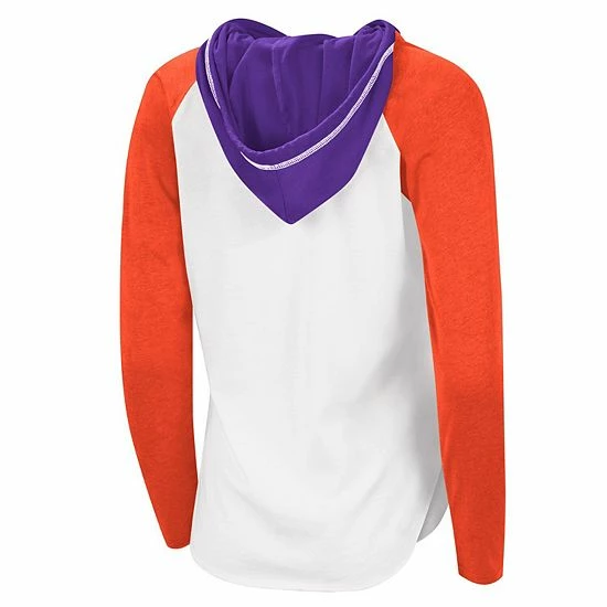 Women's G-III 4Her by Carl Banks White/Orange Clemson Tigers From the Sideline Raglan Hoodie Long Sleeve T-Shirt Women's G-III 4Her By Carl Banks White/Orange Clemson Tigers From The Sideline Raglan Hoodie Long Sleeve T-Shirt -G-III Sales Store unnamed file 2710