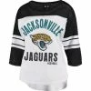 Women's G-III 4Her By Carl Banks White/Black Jacksonville Jaguars First Team Three-Quarter Sleeve Mesh T-Shirt