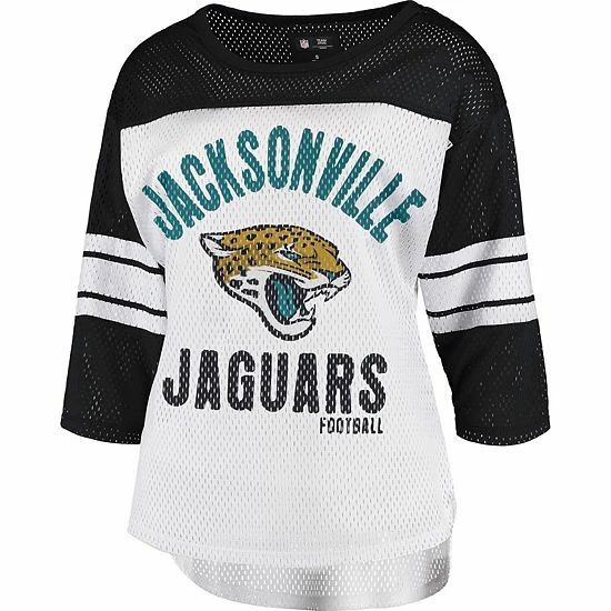 Women's G-III 4Her by Carl Banks White/Black Jacksonville Jaguars First Team Three-Quarter Sleeve Mesh T-Shirt Women's G-III 4Her By Carl Banks White/Black Jacksonville Jaguars First Team Three-Quarter Sleeve Mesh T-Shirt -G-III Sales Store unnamed file 2727