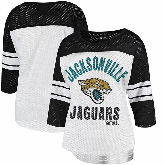 Women's G-III 4Her by Carl Banks White/Black Jacksonville Jaguars First Team Three-Quarter Sleeve Mesh T-Shirt Women's G-III 4Her By Carl Banks White/Black Jacksonville Jaguars First Team Three-Quarter Sleeve Mesh T-Shirt -G-III Sales Store unnamed file 2728