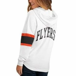 Women's G-III Sports By Carl Banks White Philadelphia Flyers Game Plan Lace-Up Long Sleeve Hooded Top -G-III Sales Store unnamed file 2756