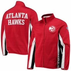 Men's G-III Sports By Carl Banks Red Atlanta Hawks 75th Anniversary Power Forward Space-Dye Full-Zip Track Jacket