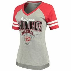 Women's G-III 4Her By Carl Banks Heathered Gray/Red Arizona Diamondbacks Goal Line T-Shirt -G-III Sales Store unnamed file 2776