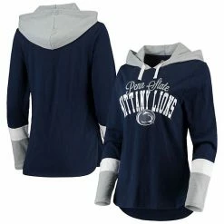 Women's G-III 4Her By Carl Banks Navy/Gray Penn State Nittany Lions Passing Play Long Sleeve Hoodie T-Shirt