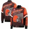 Men's G-III Sports By Carl Banks Brown/Orange Cleveland Browns Extreme Strike Cotton Twill Full-Snap Jacket