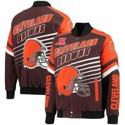Men's G-III Sports By Carl Banks Brown/Orange Cleveland Browns Extreme Strike Cotton Twill Full-Snap Jacket