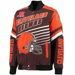 Men's G-III Sports By Carl Banks Brown/Orange Cleveland Browns Extreme Strike Cotton Twill Full-Snap Jacket -G-III Sales Store unnamed file 2791