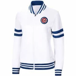 Women's G-III 4Her By Carl Banks White Chicago Cubs Pre-Game Full-Zip Track Jacket -G-III Sales Store unnamed file 2798