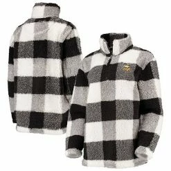 Women's G-III 4Her By Carl Banks Black Minnesota Vikings Sherpa Plaid Quarter-Zip Jacket