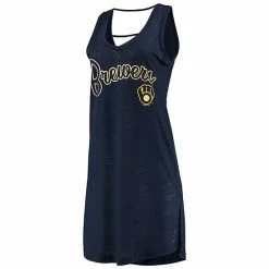 Women's G-III 4Her By Carl Banks Heathered Navy Milwaukee Brewers Swim Cover-Up Dress -G-III Sales Store unnamed file 2867