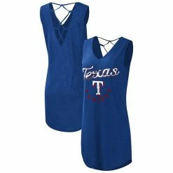 Women's G-III 4Her By Carl Banks Royal Texas Rangers Game Time Slub Beach V-Neck Cover-Up Dress