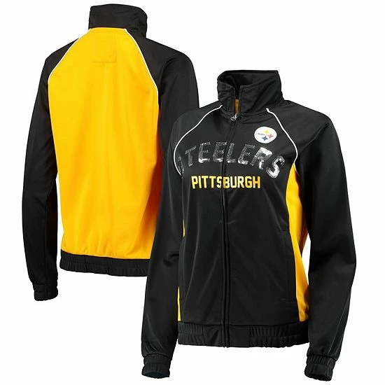 Women's G-III 4Her by Carl Banks Black/Gold Pittsburgh Steelers Backfield Raglan Full-Zip Track Jacket Women's G-III 4Her By Carl Banks Black/Gold Pittsburgh Steelers Backfield Raglan Full-Zip Track Jacket -G-III Sales Store unnamed file 2889