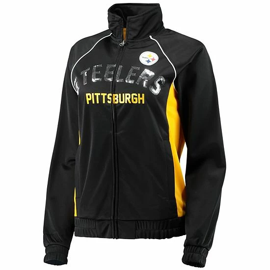 Women's G-III 4Her by Carl Banks Black/Gold Pittsburgh Steelers Backfield Raglan Full-Zip Track Jacket Women's G-III 4Her By Carl Banks Black/Gold Pittsburgh Steelers Backfield Raglan Full-Zip Track Jacket -G-III Sales Store unnamed file 2890