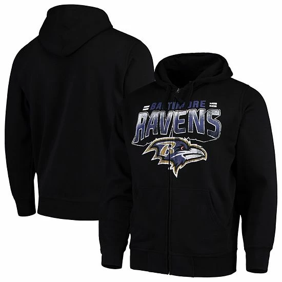 Men's G-III Sports By Carl Banks Black Baltimore Ravens Perfect Season Full-Zip Hoodie