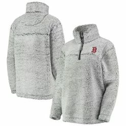 Women's G-III 4Her By Carl Banks Gray Boston Red Sox Sherpa Quarter-Zip Pullover Jacket