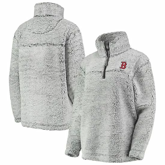 Women's G-III 4Her by Carl Banks Gray Boston Red Sox Sherpa Quarter-Zip Pullover Jacket Women's G-III 4Her By Carl Banks Gray Boston Red Sox Sherpa Quarter-Zip Pullover Jacket -G-III Sales Store unnamed file 2930