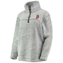 Women's G-III 4Her By Carl Banks Gray Boston Red Sox Sherpa Quarter-Zip Pullover Jacket 2 Women's G-III 4Her By Carl Banks Gray Boston Red Sox Sherpa Quarter-Zip Pullover Jacket -G-III Sales Store unnamed file 2932