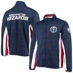Men's G-III Sports By Carl Banks Navy Washington Wizards 75th Anniversary Power Forward Space-Dye Full-Zip Track Jacket