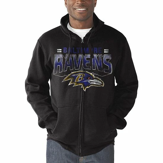 Men's G-III Sports By Carl Banks Black Baltimore Ravens Perfect Season Full-Zip Hoodie - Image 5