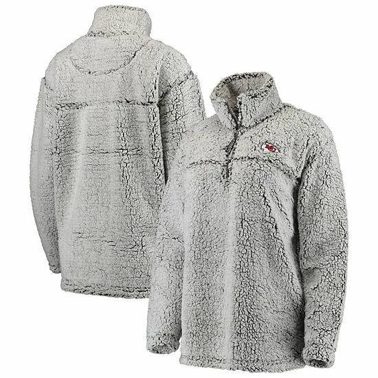 G-III Women's Gray Kansas City Chiefs Sherpa Quarter-Zip Pullover Jacket 2 G-III Women's Gray Kansas City Chiefs Sherpa Quarter-Zip Pullover Jacket - Image 2