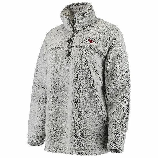 G-III Women's Gray Kansas City Chiefs Sherpa Quarter-Zip Pullover Jacket 3 G-III Women's Gray Kansas City Chiefs Sherpa Quarter-Zip Pullover Jacket - Image 3