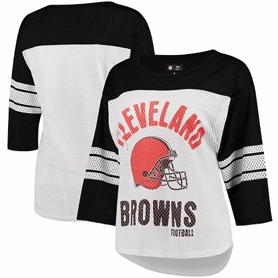 Women's G-III 4Her by Carl Banks White/Black Cleveland Browns First Team Three-Quarter Sleeve Mesh T-Shirt Women's G-III 4Her By Carl Banks White/Black Cleveland Browns First Team Three-Quarter Sleeve Mesh T-Shirt -G-III Sales Store unnamed file 2964