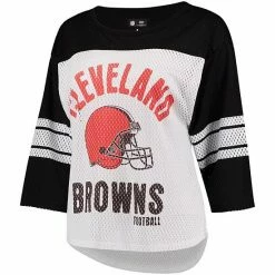 Women's G-III 4Her By Carl Banks White/Black Cleveland Browns First Team Three-Quarter Sleeve Mesh T-Shirt 2 Women's G-III 4Her By Carl Banks White/Black Cleveland Browns First Team Three-Quarter Sleeve Mesh T-Shirt -G-III Sales Store unnamed file 2965