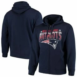 Men's G-III Sports By Carl Banks Navy New England Patriots Perfect Season Full-Zip Hoodie