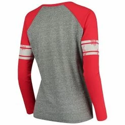 Women's G-III 4Her By Carl Banks Gray/Red Los Angeles Angels Franchise Tri-Blend Raglan Long Sleeve T-Shirt -G-III Sales Store unnamed file 3001
