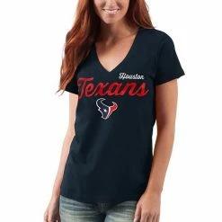 Women's G-III 4Her By Carl Banks Navy Houston Texans Post Season V-Neck T-Shirt -G-III Sales Store unnamed file 3007