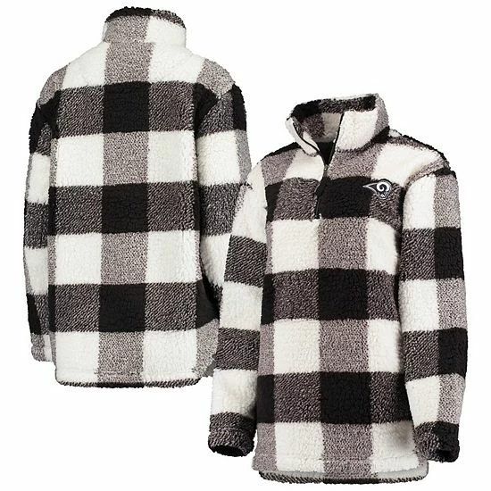 Women's G-III 4Her by Carl Banks Black Los Angeles Rams Sherpa Plaid Quarter-Zip Jacket Women's G-III 4Her By Carl Banks Black Los Angeles Rams Sherpa Plaid Quarter-Zip Jacket -G-III Sales Store unnamed file 3016