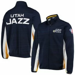 Men's G-III Sports By Carl Banks Navy Utah Jazz 75th Anniversary Power Forward Space-Dye Full-Zip Track Jacket