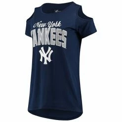 Women's G-III 4Her By Carl Banks Navy New York Yankees Clear The Bases Cold Shoulder T-Shirt